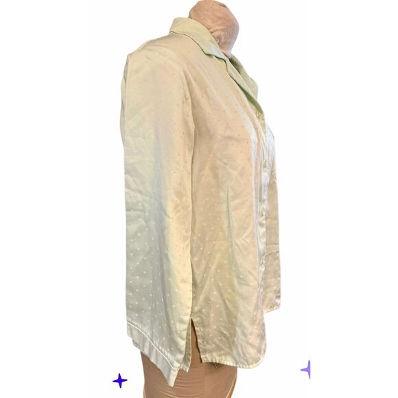 Miss Elaine Women’s Pajama Set Size M Light Green Faint Polka Dots 2-Pieces - Picture 6 of 10